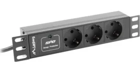 Lanberg PDU lišta 10" černá / Zásuvková lišta do racku / 1U / 3x Schuko / C14 / 10A / 2m (PDU-03F-0200-IEC-BK)