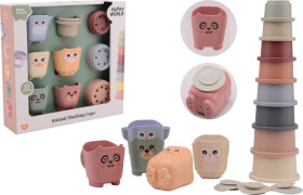 Stohovací kelímky zvířátka Happy World bio plastic - Johntoy