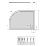 POLYSAN - RENA L sprchová vanička z litého mramoru, čtvrtkruh 90x80cm, R550, levá, bílá 72890