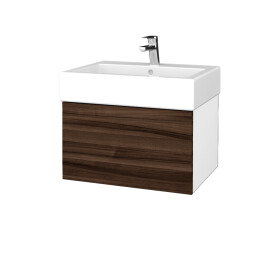Dřevojas - Koupelnová skříňka VARIANTE SZZ 60 pro umyvadlo Duravit Vero - N01 Bílá lesk / D06 Ořech 263591