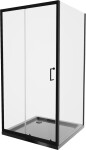 MEXEN/S - Apia Sprchový kout 90x90, transparent, černá + vanička se sifonem 840-090-090-70-00-4070B
