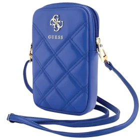 Guess PU Quilted 4G Metal Logo modrá / Taška na telefon / Se zipem (GUWBZPSQSSGB)