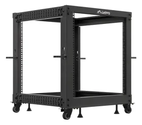 Lanberg Open Rack 12U černá / Stojanový rack / 19" / 600×600 mm / nastavitelná hloubka 576–1034 mm / nosnost 600 kg (OR01-6112-B)