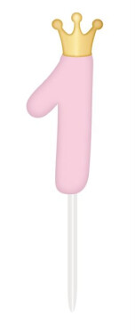 SVÍČKA růžová s korunkou ČÍSLO 1 - Albi