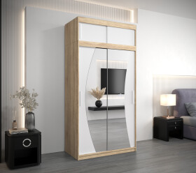 Šatní skříň Abi W0 s nástavcem Barva korpusu: Dub Sonoma, Rozměry: 120 cm, Dveře: Bílá