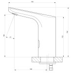SAPHO - Senzorová stojánková baterie 24V DC, chrom PS781