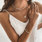 Perlový choker náhrdelník Zarina Gold - chirurgická ocel, perla, Zlatá 45 cm + 3 cm (prodloužení)