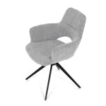 Židle jídelní, šedá látka, 360° vratný mechanismus, černý kov