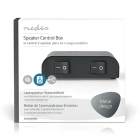 Nedis Přepínač reproduktorů černá / 2 porty / Impedance 4-16 Ohm / Max. 150 W/kanál / Hliník (ASWI2602BK)