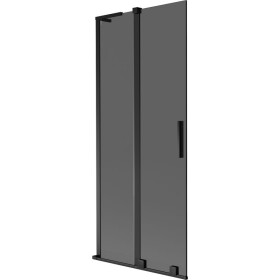 MEXEN/S - Velar L dvoukřídlá posuvná vanová zástěna 80 x 150, grafit, černá 896-080-003-41-70