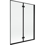 MEXEN - MIST vanová zástěna 130x150 cm 6mm 2-s, černá, okraj, pravá 8A9-130-002-70-70-P