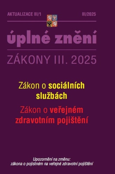 Aktualizace III/1 2025 O sociálních službách, o veřejném zdravotním