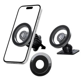 Spigen MFT13 stříbrná / Držák do auta / MagSafe / Palubní deska, mřížka ventilace
