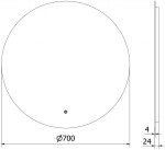 MEXEN - Erg zrcadlo s osvětlením 70 cm, LED 6000K, 9823-070-070-611-00