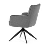 Židle jídelní, taštičkové pružiny v sedáku, 180° otočný mechanismus, šedá voděodolná látka, černý kov