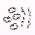 Americké zapínání z nerezové oceli - srdce - platinové - 15 x 15 x 2 mm - 1 ks