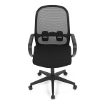Židle kancelářská, černý MESH a černá látka, plastový kříž, houpací mechanismus.