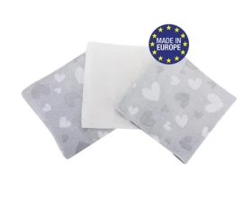 Bomimi Pleny bavlna Premium 140 g/m2 potisk, 80x70, 3ks, SRDÍČKO-ŠEDÁ (BO2216GRY034)