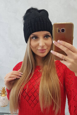 Dámská čepice s bambulí Judith K347 černá UNI