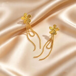 Náušnice s květinovým motivem Suzanne - chirurgická ocel, Zlatá