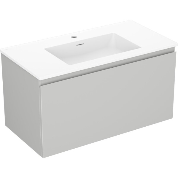MEXEN/S - Orio koupelnová skříňka 90 cm s umyvadlem Otis, 1 šuplík, šedá mat/bílá mat 91A10-09047-1-BF62-W18M01