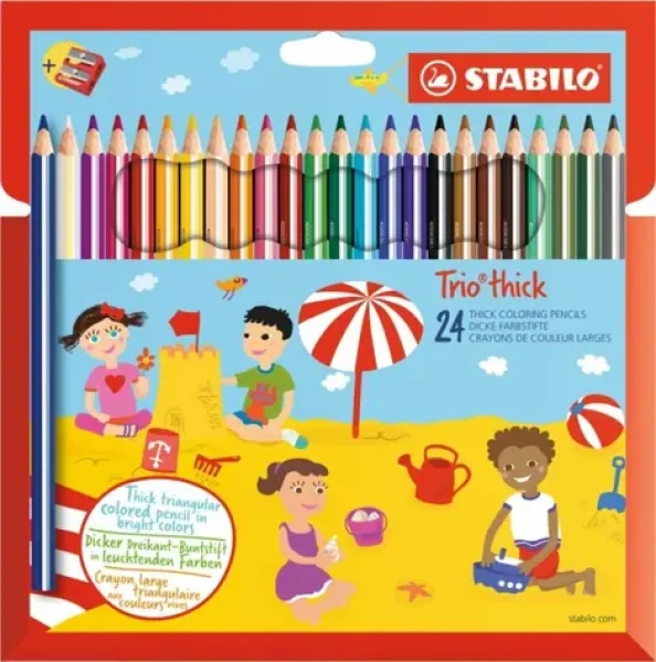 STABILO® Trio thick sada 24 pastelek s ořezávátkem (23578)