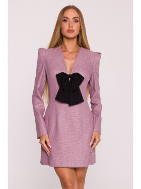 M869 Tweed šaty s výstřihem do V - marsala EU M
