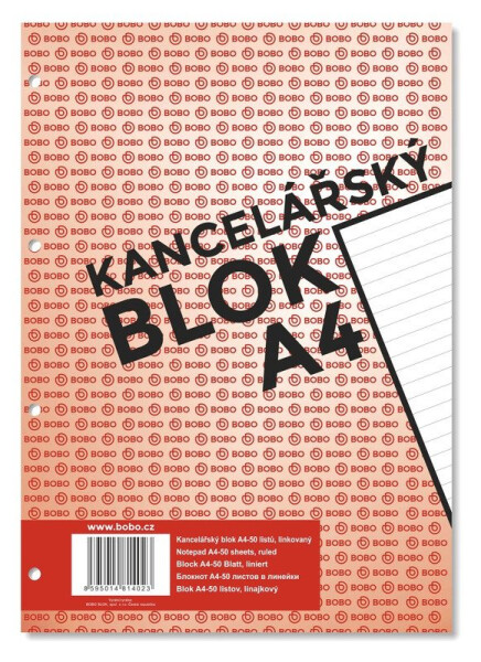 Kancelářský blok A4, linka, 50 listů