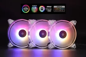 1stCOOL AURA EVO Crystal bílá / Sada ventilátorů / 120mm / ARGB / 3ks / řadič (KIT-AURA-EVO-CR)