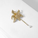 Luxusní brož Swarovski Elements Claire - květina, Zlatá
