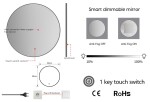 Erga Emma, kulaté LED zrcadlo 50cm, černý kovový rám, 1150 lm, 6500K, zadní osvětlení, ERG-V01-201-5050-BK