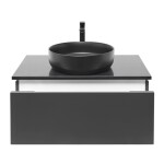 Koupelnová skříňka s kamennou krycí deskou a umyvadlem SAT Feel 80x30x46 cm antracit SATFEEL80ANTTKB SATFEEL80ANTTKB