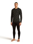 ICEBREAKER Mens 200 Oasis LS Crewe Snow Day AOP, Black/Peridot/Aop velikost: M