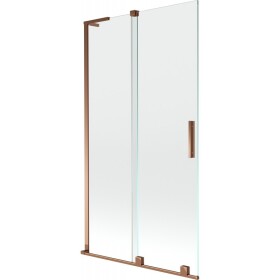 MEXEN/S - Velar L dvoukřídlá posuvná vanová zástěna 100 x 150, transparent, růžové zlato 896-100-003-01-60