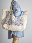 Bloomingville Nákupní bavlněná taška Anniversary, přírodní barva, textil
