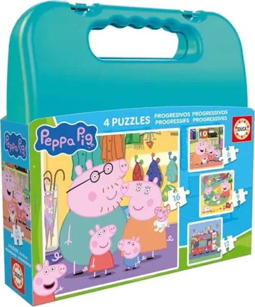 EDUCA Puzzle v kufříku Prasátko Peppa II 4v1
