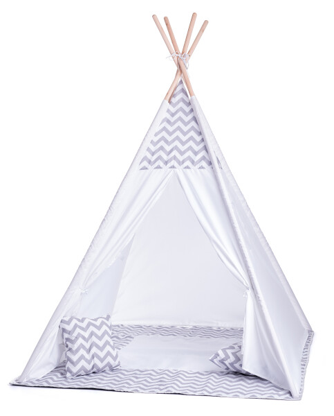 Baby Nellys teepee bílo / šedy s výbavou