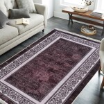 DumDekorace Elegantní hnědý koberec s ornamentálním okrajem Šířka: 160 cm | Délka: 220 cm