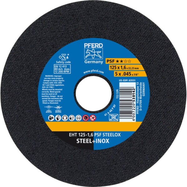 PFERD PSF STEELOX 61721121 řezný kotouč rovný 125 mm 25 ks nerezová ocel, ocel
