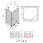 CERANO - Sprchový kout Marino L/P - 6 mm - chrom, transparentní sklo - 90x90x190 - pantový CER-422766