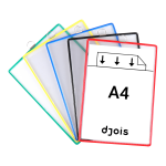 Djois rámeček s kapsou a očkem, A4, otevřený shora, mix barev, 5 ks