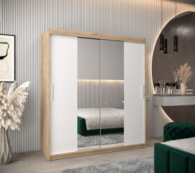Šatní skříň Abi T1 Barva korpusu: Dub Sonoma, Rozměry: 180 cm, Dveře: Bílá