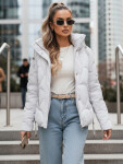 Dámská zimní bunda LOVEWARM krátká prošívaná s kapucí bílá FashionStreet TY5042 XXL