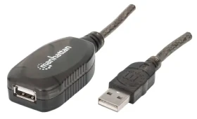 Manhattan aktivní prodlužovací kabel USB 2.0 A-A 20 m černý / Prodlužovací kabel / USB 2.0 / 480 Mbit/s (150958)