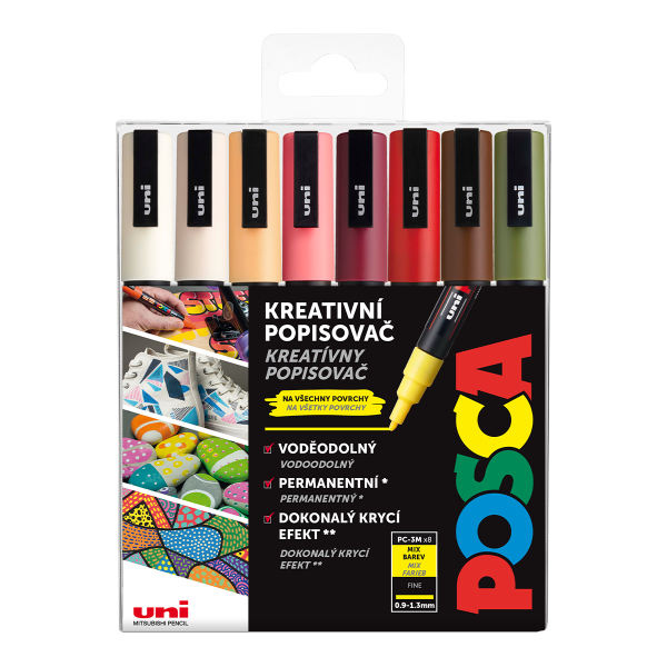 Posca sada popisovačů PC-3M, AUTUMN, 0,9 - 1,3 mm, mix zemitých tónů (8 ks)