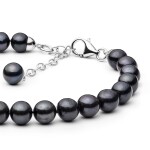 Perlový náramek Sebastian - černá řiční perla, stříbro 925/1000, 18 cm + 3 cm (prodloužení) Černá