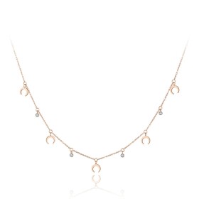 Ocelový náhrdelník se zirkony Susan Gold - chirurgická ocel, Zlatá 40 cm + 5 cm (prodloužení)