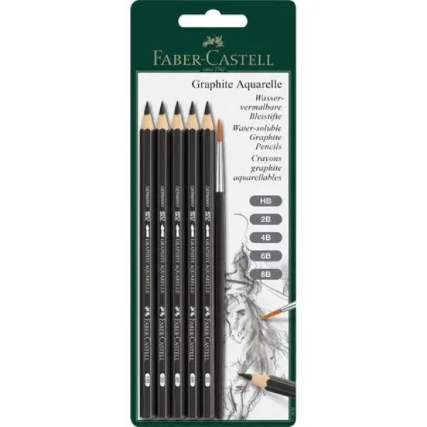 FABER-CASTELL Graphite Aquarelle Grafitová tužka - blistr 5 ks a štěteček (117897)