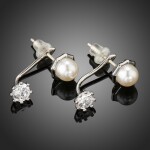 Perlové náušnice Swarovski Elements Octavia, Bílá/čirá