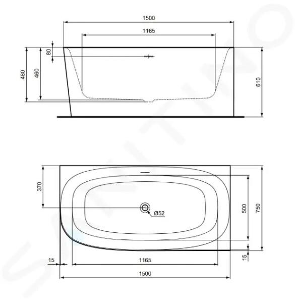 IDEAL STANDARD - Dea Vana 150x75 cm, pravá, bílá T546601